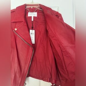 Red leather jacket for sale. Never worn, new with tags